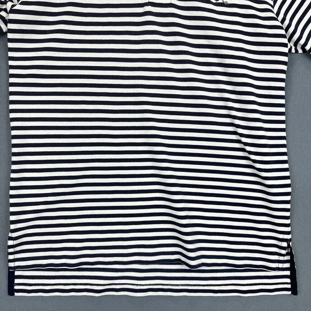 Ralph Lauren Polo Shirt Mens Large Navy Striped Shield Short Sleeve Fine Cotton